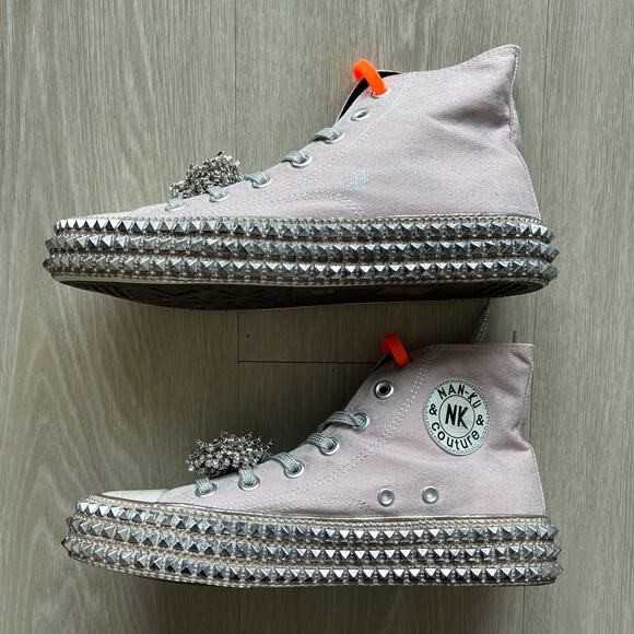 Nan-ku x Free People Cruise Studded Hi-Top Sneakers 38 US 8 Mellow Mauve NEW - Picture 4 of 14